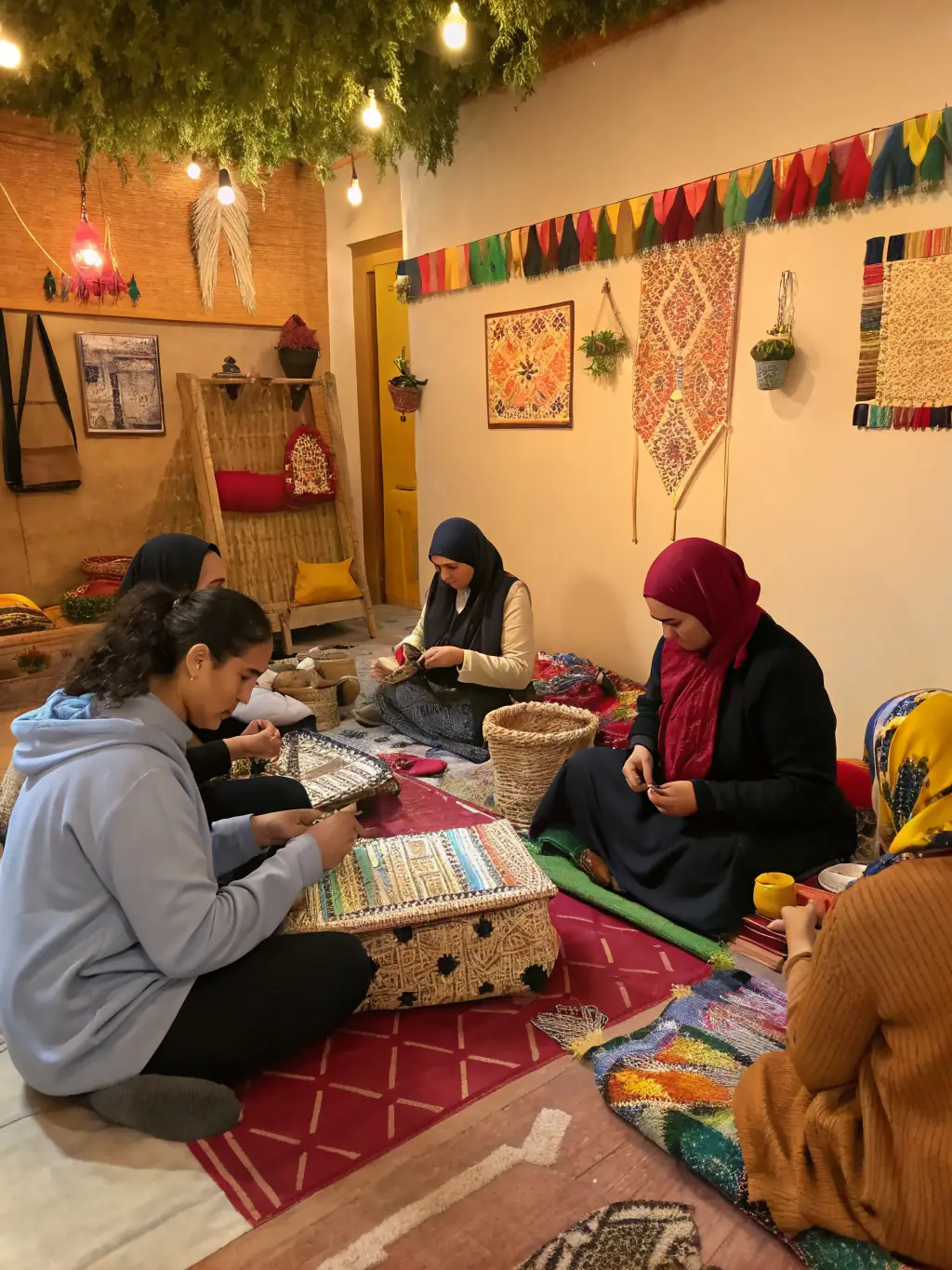 A photo of participants in an economic inclusion program, learning skills related to heritage tourism and cultural preservation.